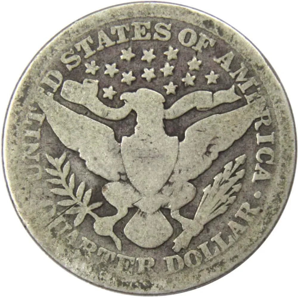 1898 Barber Quarter AG About Good 90% Silver 25c US Type Coin Collectible