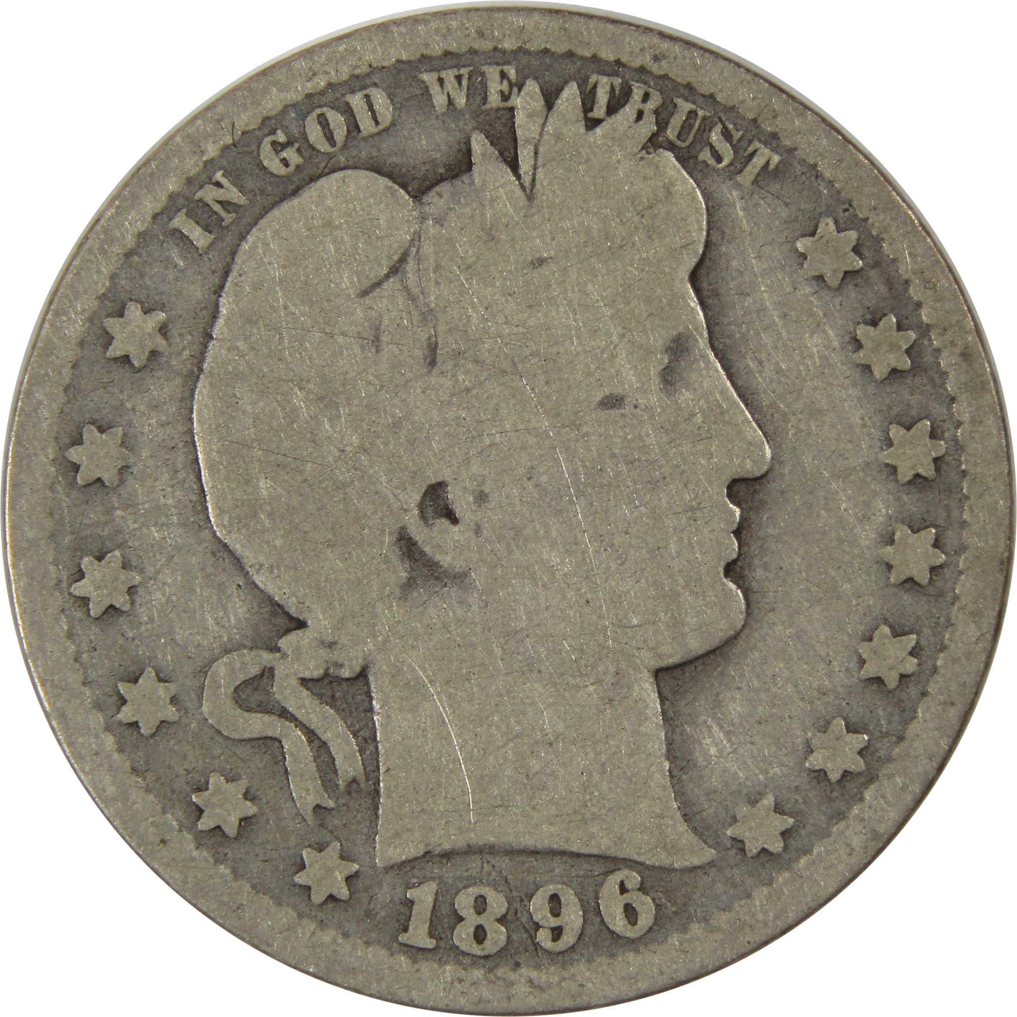 1896 O Barber Quarter G Good 90% Silver 25c Coin SKU:I7731
