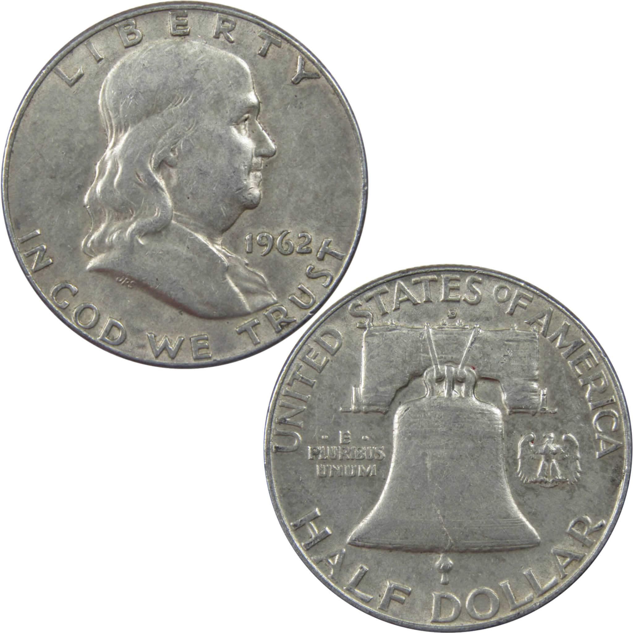 1962 D Franklin Half Dollar XF EF Extremely Fine 90% Silver 50c US Coin