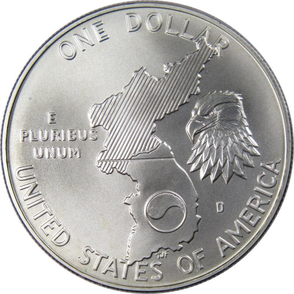 Korean War Memorial Commemorative 1991 D 90% Silver Dollar Uncirculated $1 Coin