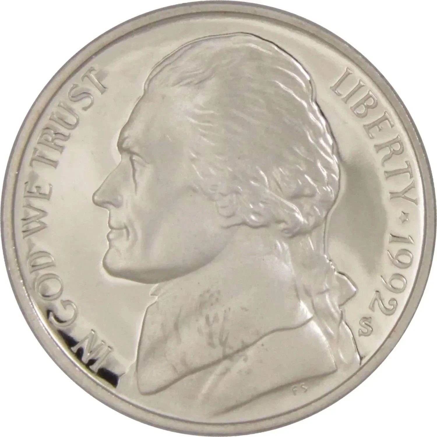 1992 S Jefferson Nickel 5 Cent Piece Choice Proof 5c US Coin Collectible