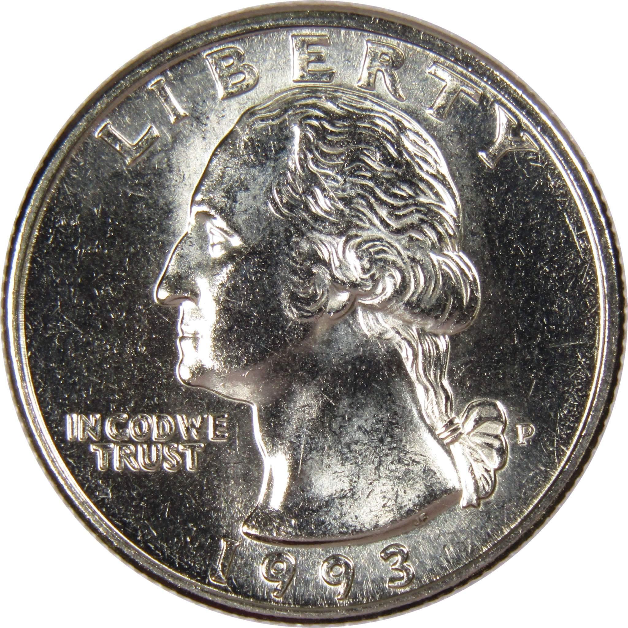 1993 P Washington Quarter BU Uncirculated Mint State 25c US Coin Collectible