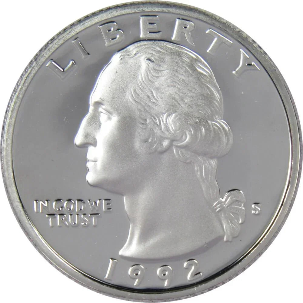 1992 S Washington Quarter Choice Proof 90% Silver 25c US Coin Collectible