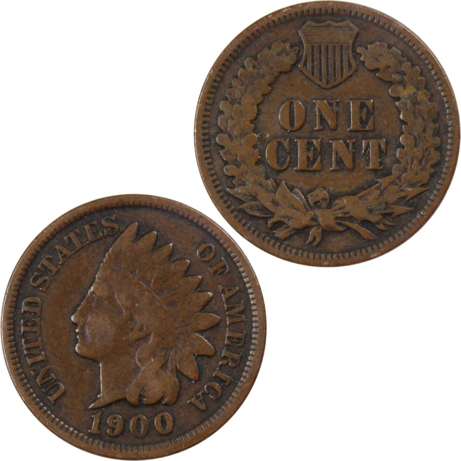 1900 Indian Head Cent VG Very Good Bronze Penny 1c Coin Collectible