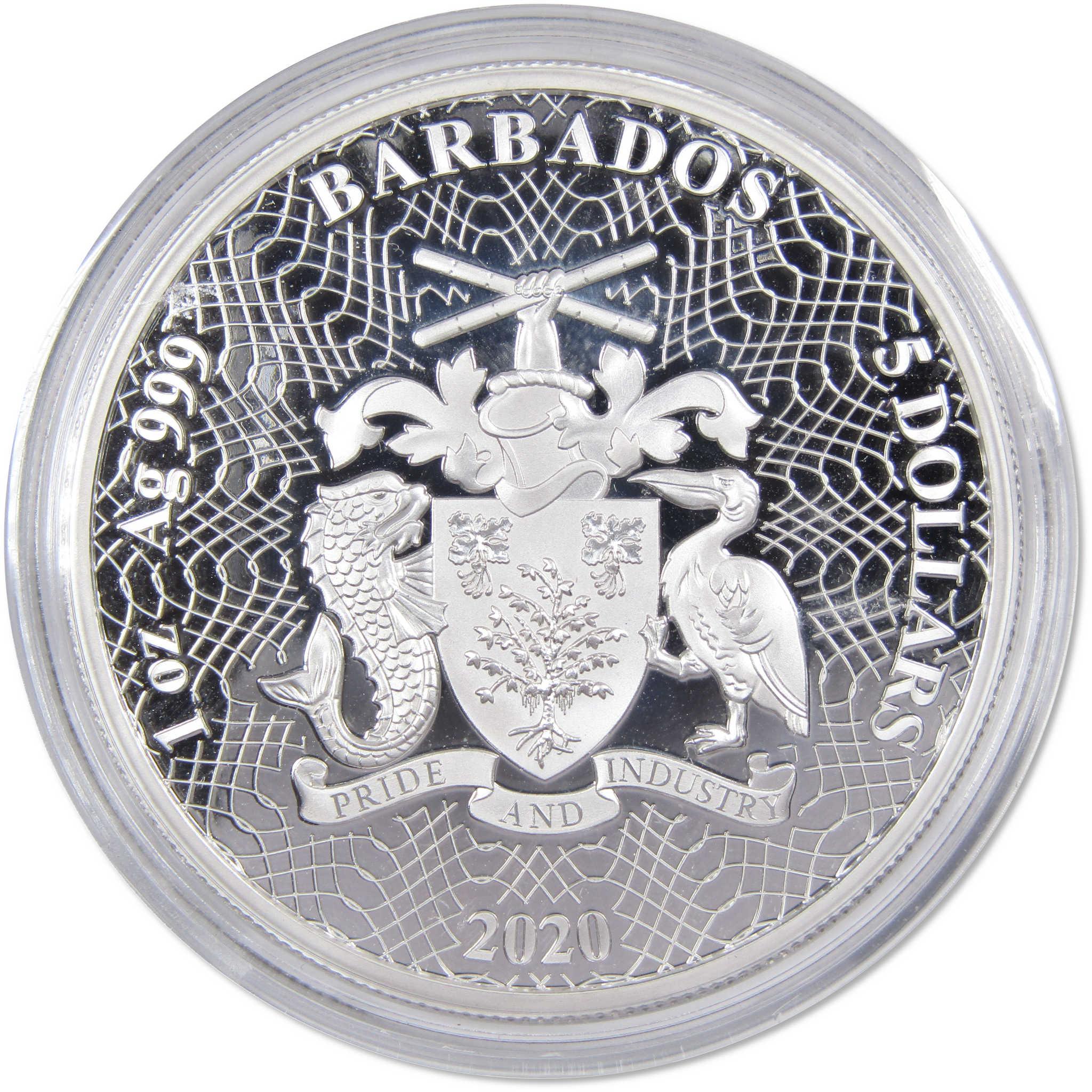Shapes of America Continent 1 oz .999 Silver $5 Proof-Like 2020 Barbados COA