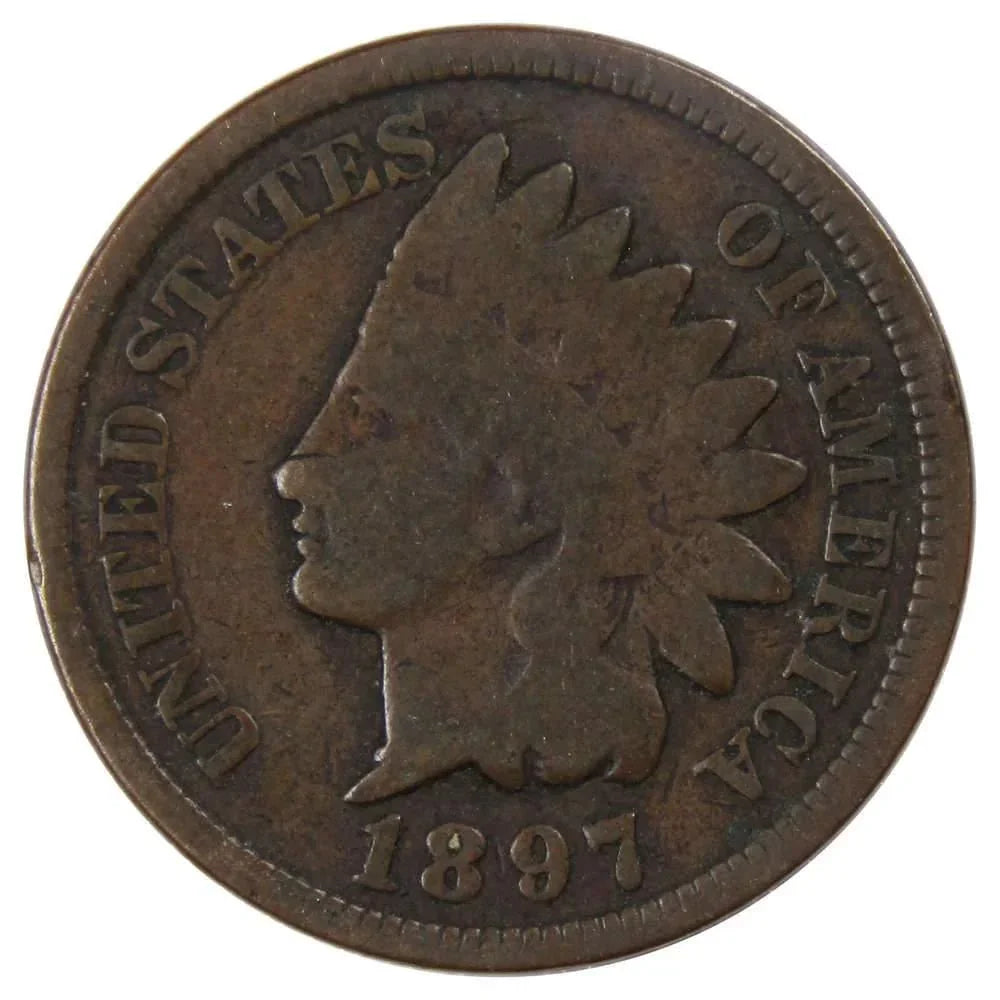1897 Indian Head Cent AG About Good Bronze Penny 1c Coin Collectible