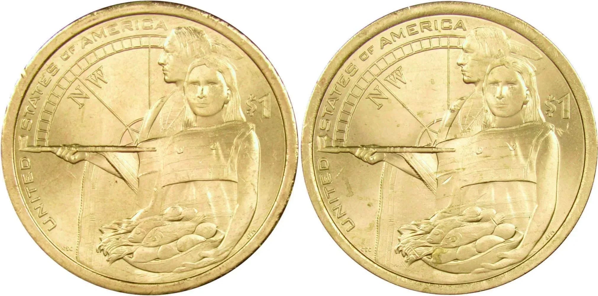 2014 P&D Native Hospitality Native American Dollar 2 Coin Set BU Uncirculated $1