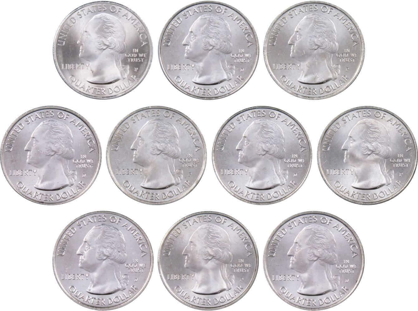 2013 P&D National Park Quarter 10 Coin Set Uncirculated Mint State 25c