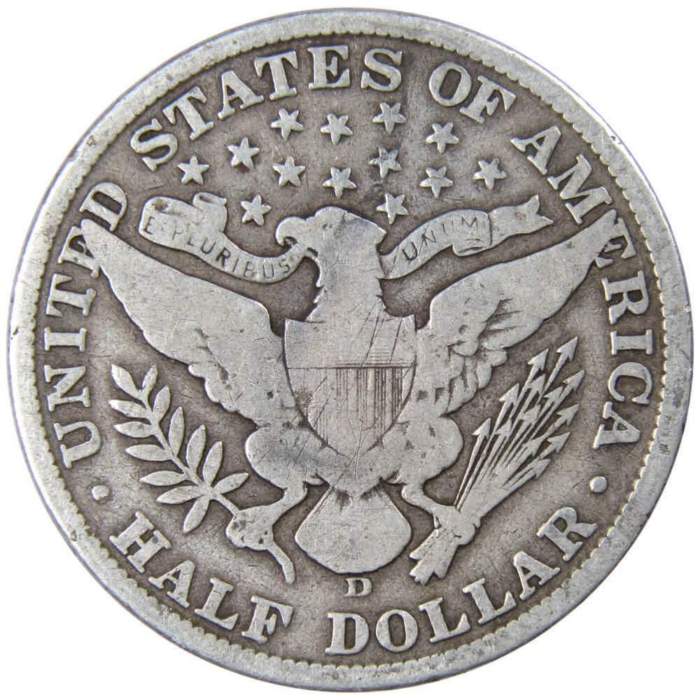 1907 D Barber Half Dollar VG Very Good 90% Silver 50c US Type Coin Collectible