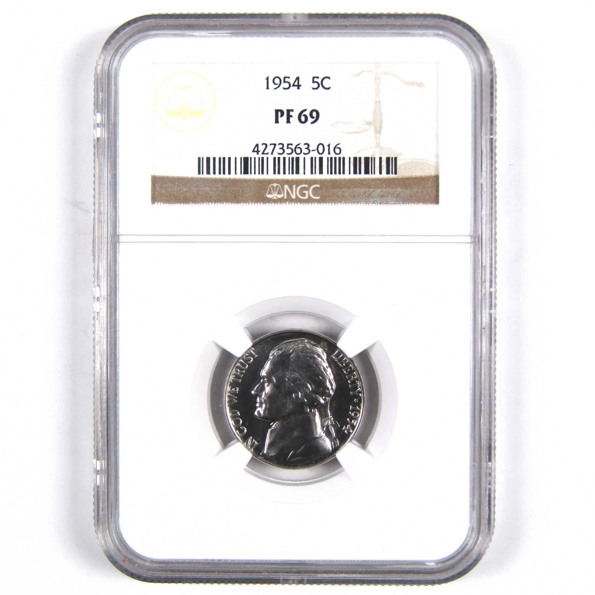 1954 Jefferson Nickel 5 Cent Piece PF 69 NGC 5c Proof Coin SKU:I2832