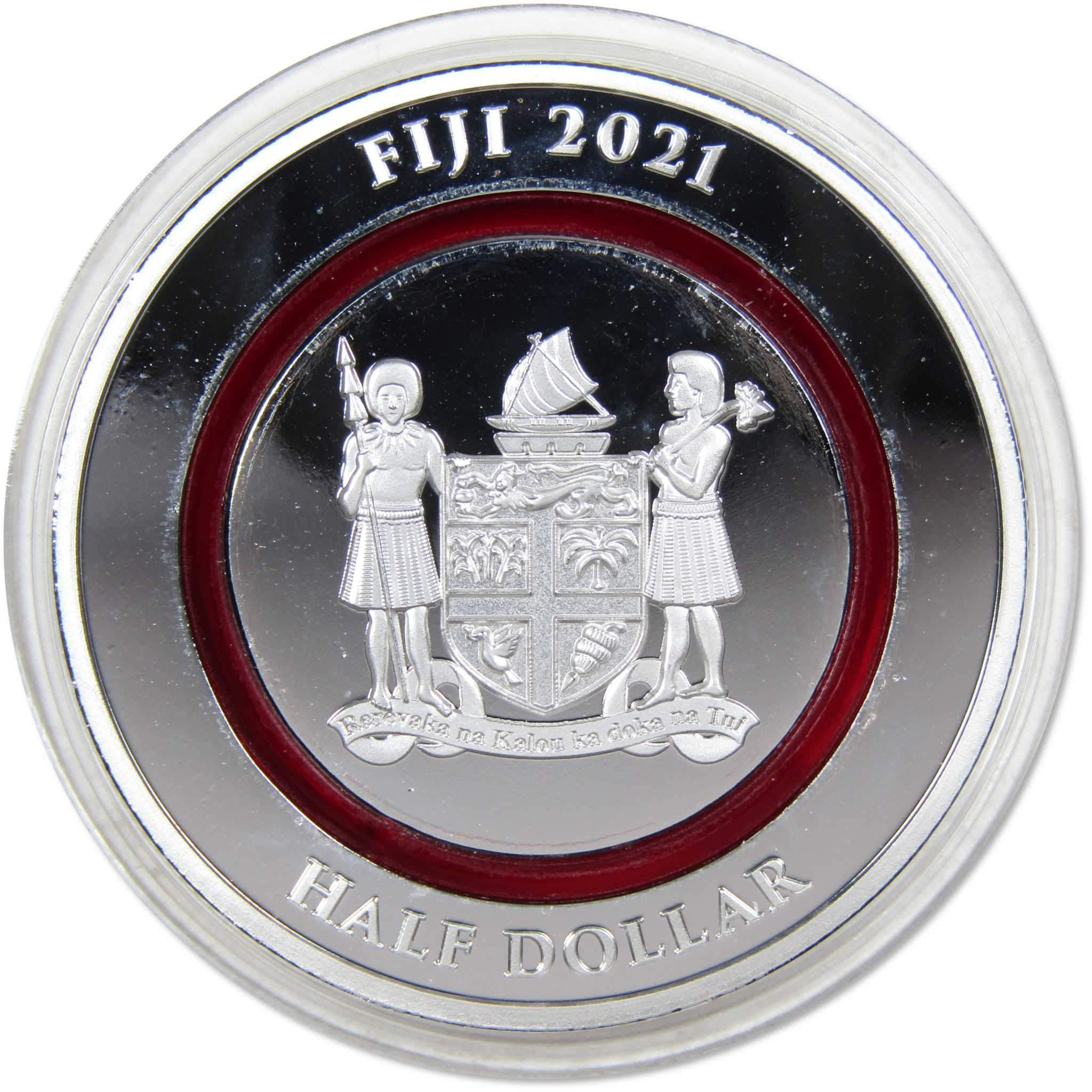 Christmas Glow Santa Claus Sleigh Silver Plated Half Dollar 2021 Fiji COA