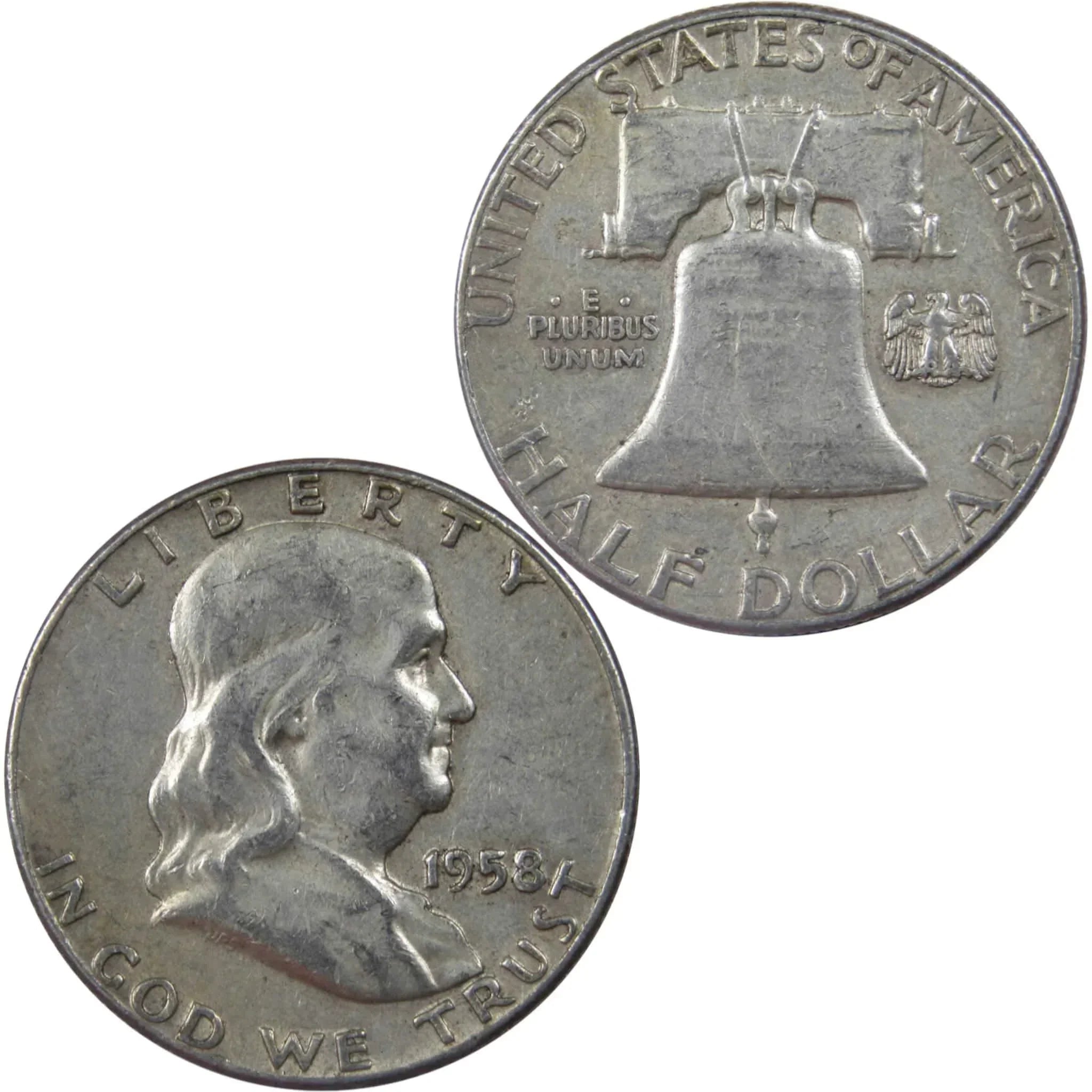 1958 Franklin Half Dollar VF Very Fine 90% Silver 50c US Coin Collectible