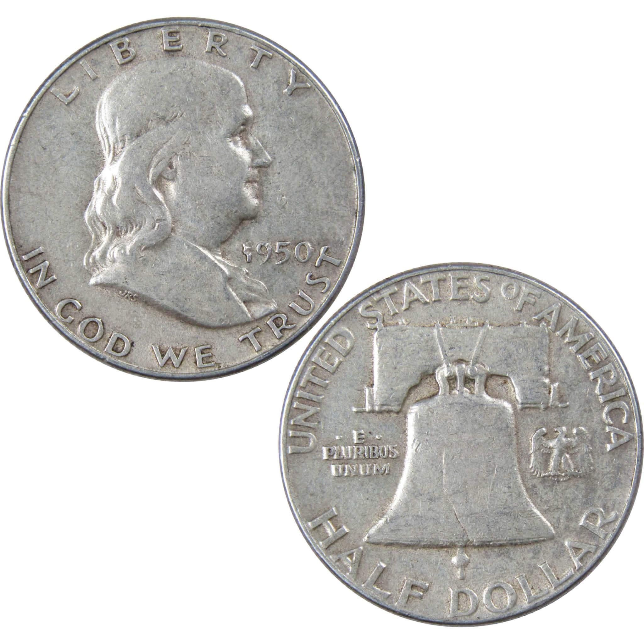 1950 Franklin Half Dollar VF Very Fine 90% Silver 50c US Coin Collectible