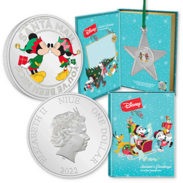 Disney Season's Greetings Mickey Mouse Silver Ornament 2022 SKU:OPC78