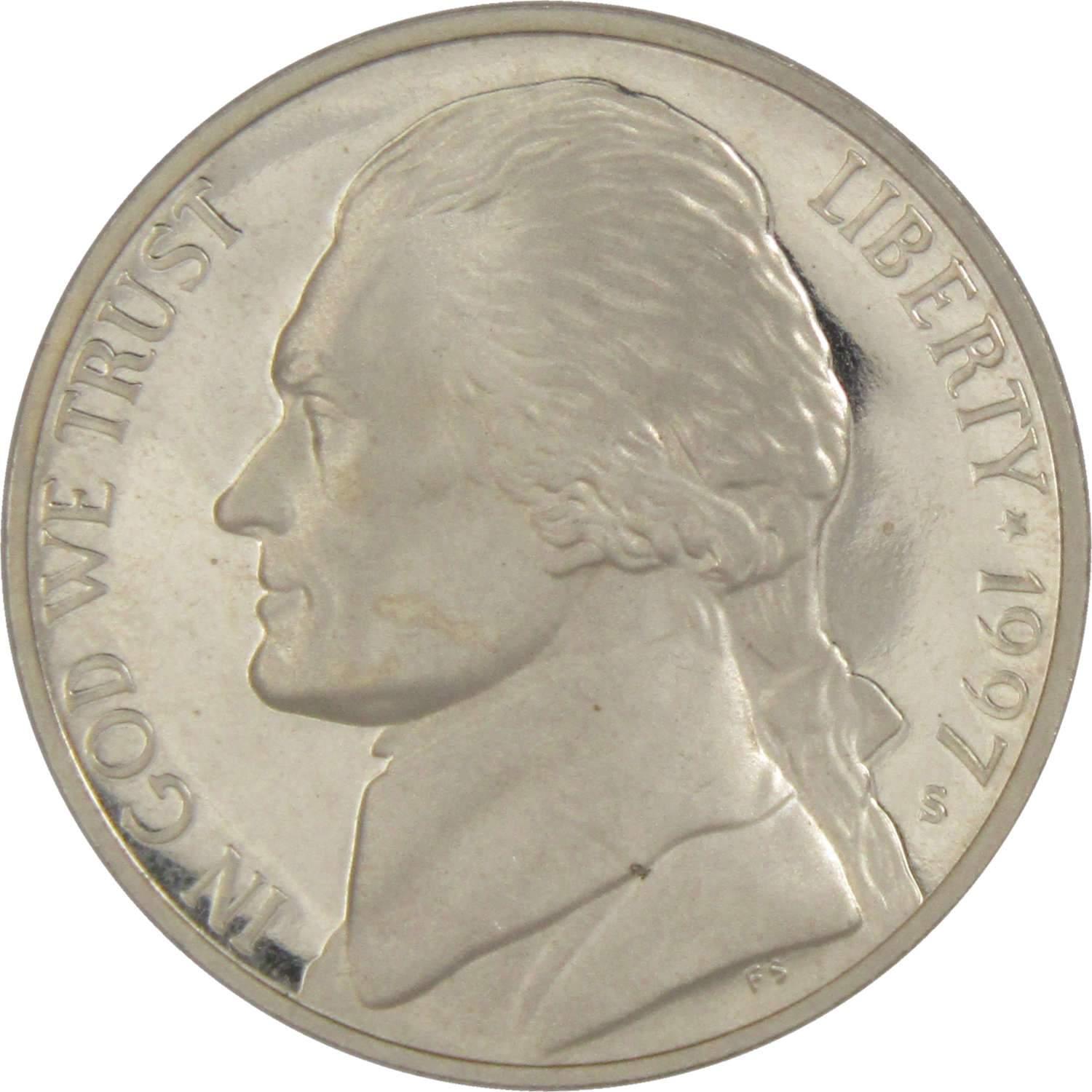 1997 S Jefferson Nickel 5 Cent Piece Choice Proof 5c US Coin Collectible