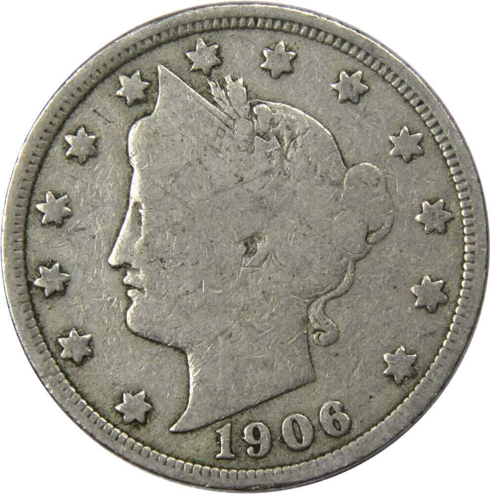 1906 Liberty Head V Nickel 5 Cent Piece VG Very Good 5c US Coin Collectible