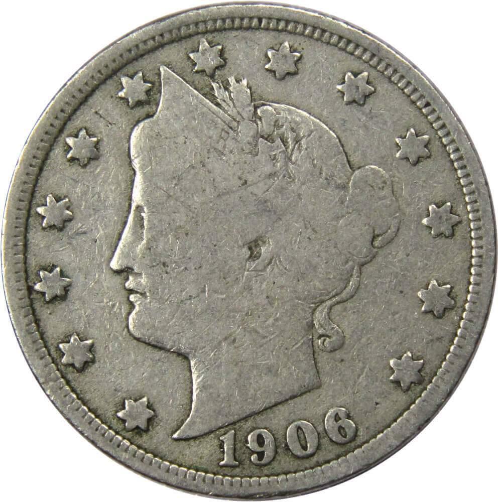 1906 Liberty Head V Nickel 5 Cent Piece VG Very Good 5c US Coin Collectible