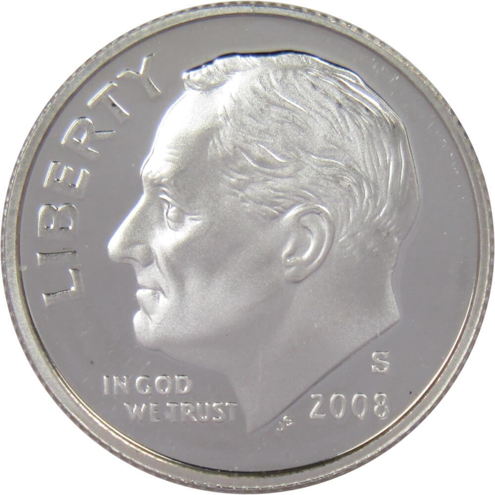 2008 S Roosevelt Dime Choice Proof 90% Silver 10c US Coin Collectible