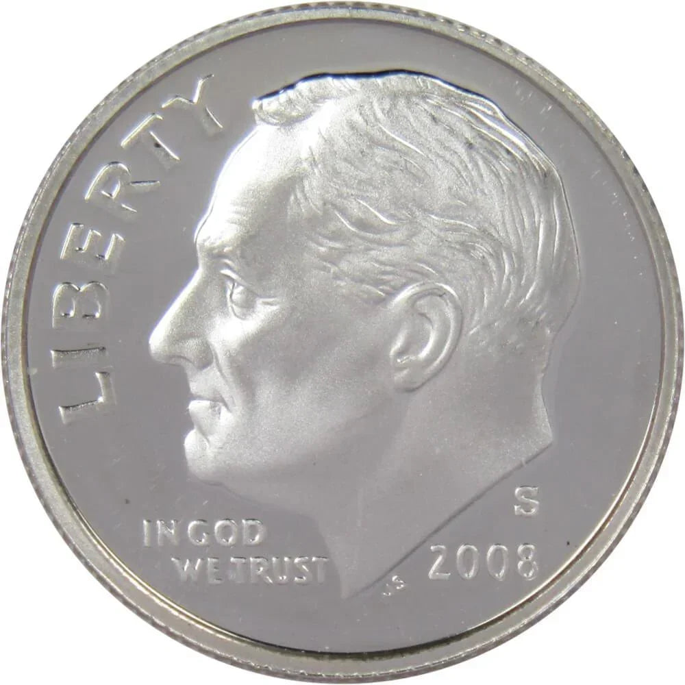 2008 S Roosevelt Dime Choice Proof 90% Silver 10c US Coin Collectible