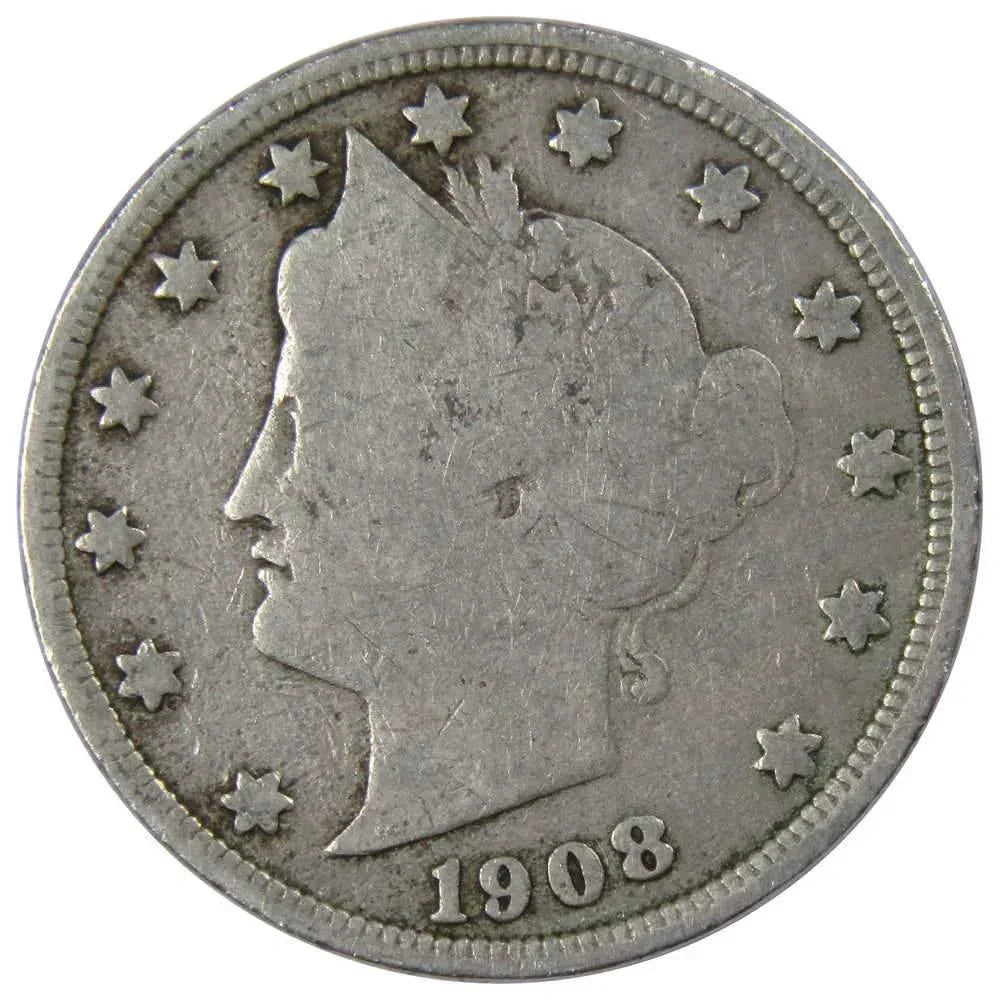 1908 Liberty Head V Nickel 5 Cent Piece G Good 5c US Coin Collectible