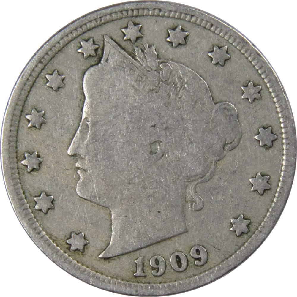1909 Liberty Head V Nickel 5 Cent Piece VG Very Good 5c US Coin Collectible