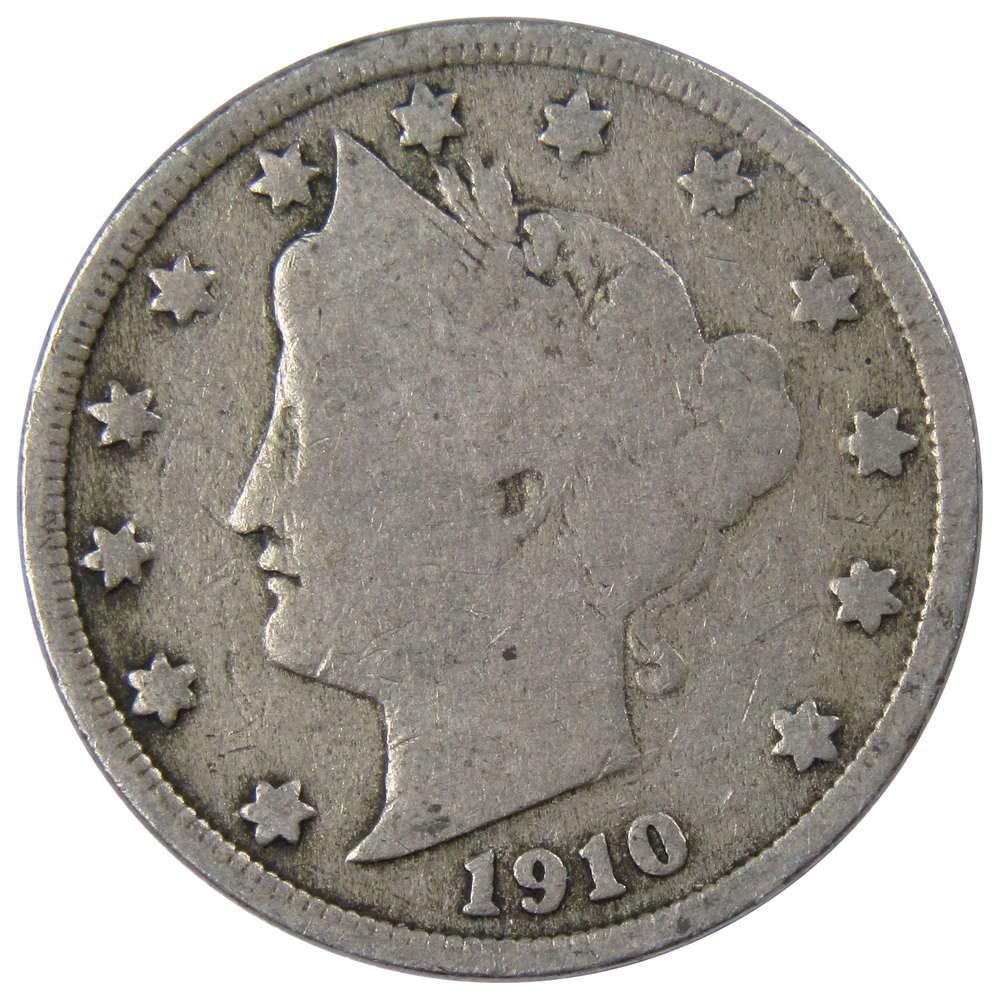 1910 Liberty Head V Nickel 5 Cent Piece G Good 5c US Coin Collectible