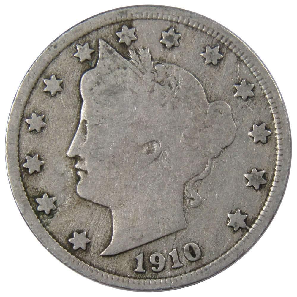 1910 Liberty Head V Nickel 5 Cent Piece AG About Good 5c US Coin Collectible
