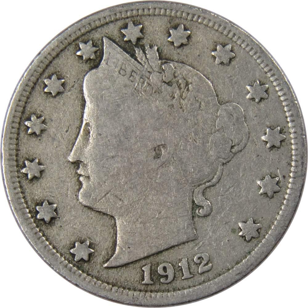 1912 Liberty Head V Nickel 5 Cent Piece F Fine 5c US Coin Collectible