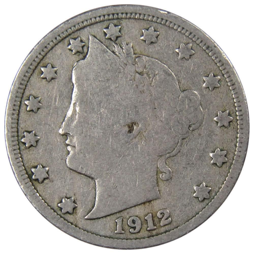 1912 Liberty Head V Nickel 5 Cent Piece AG About Good 5c US Coin Collectible