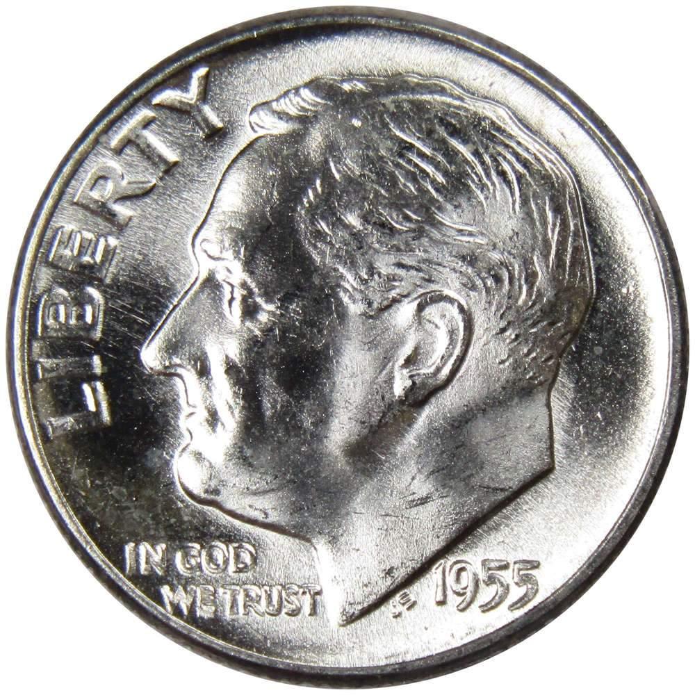 1955 Roosevelt Dime BU Uncirculated Mint State 90% Silver 10c US Coin