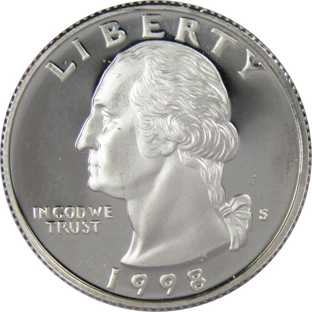 1998 S Washington Quarter Choice Proof 90% Silver 25c US Coin Collectible