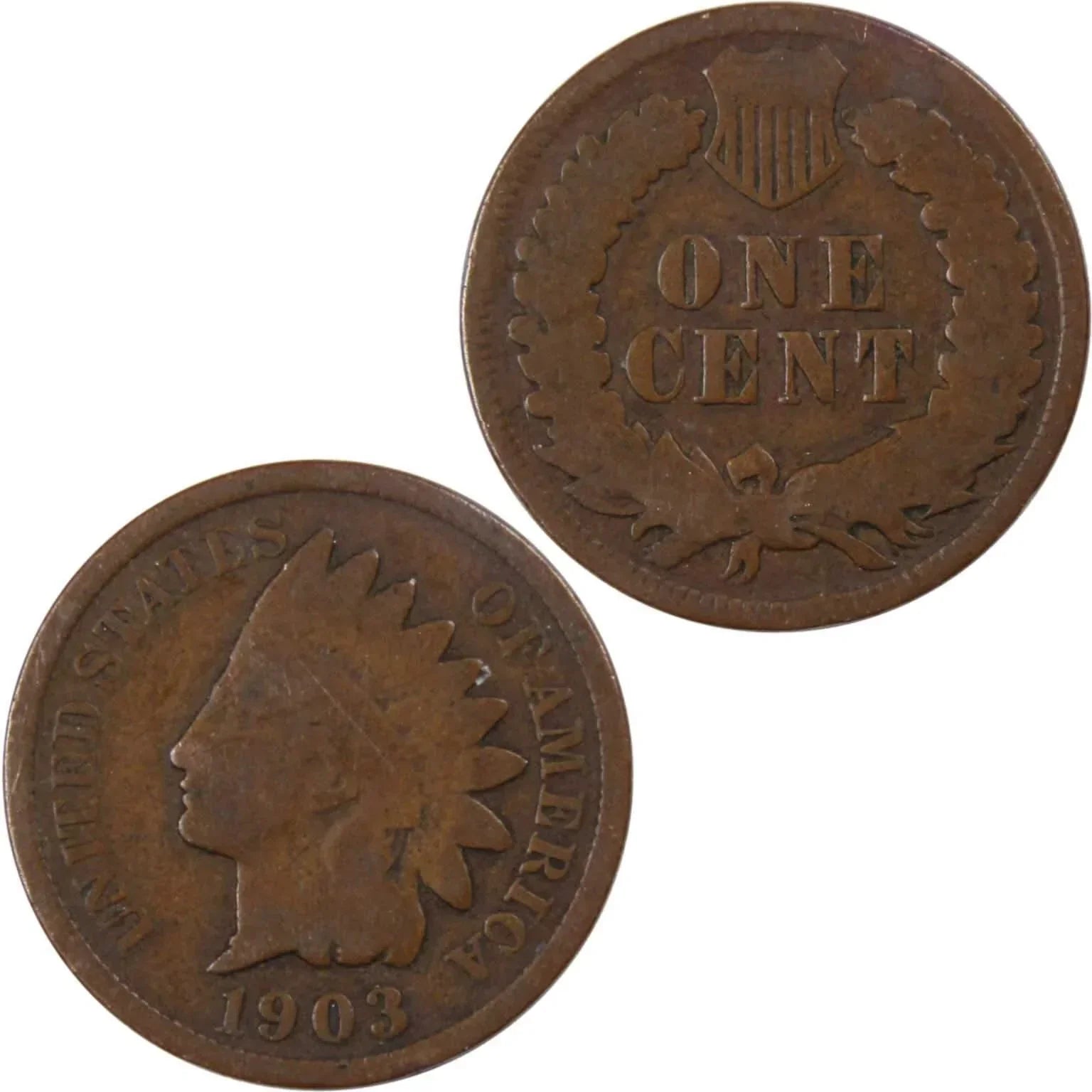 1903 Indian Head Cent AG About Good Bronze Penny 1c Coin Collectible