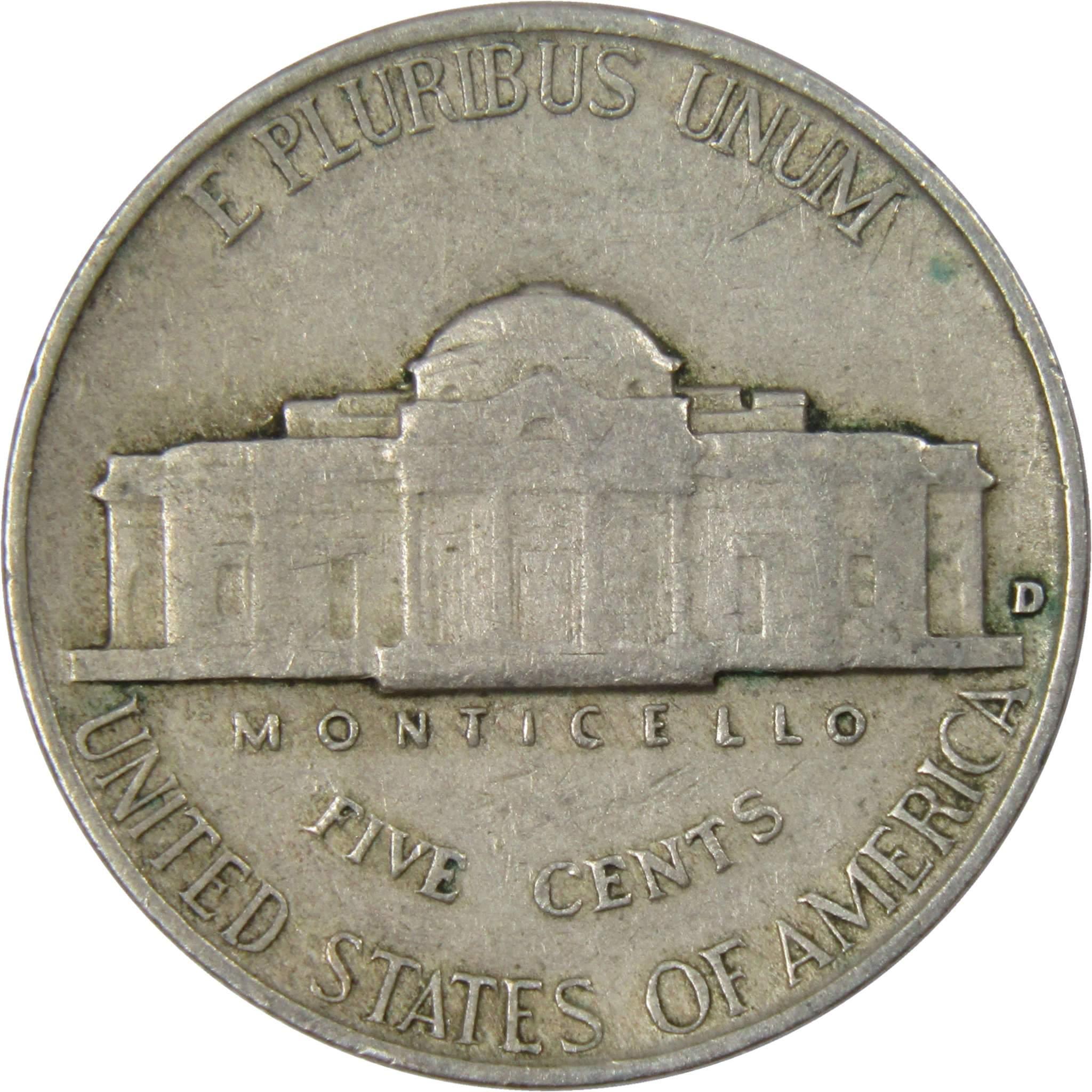 1942 D Jefferson Nickel 5 Cent Piece AG About Good 5c US Coin Collectible