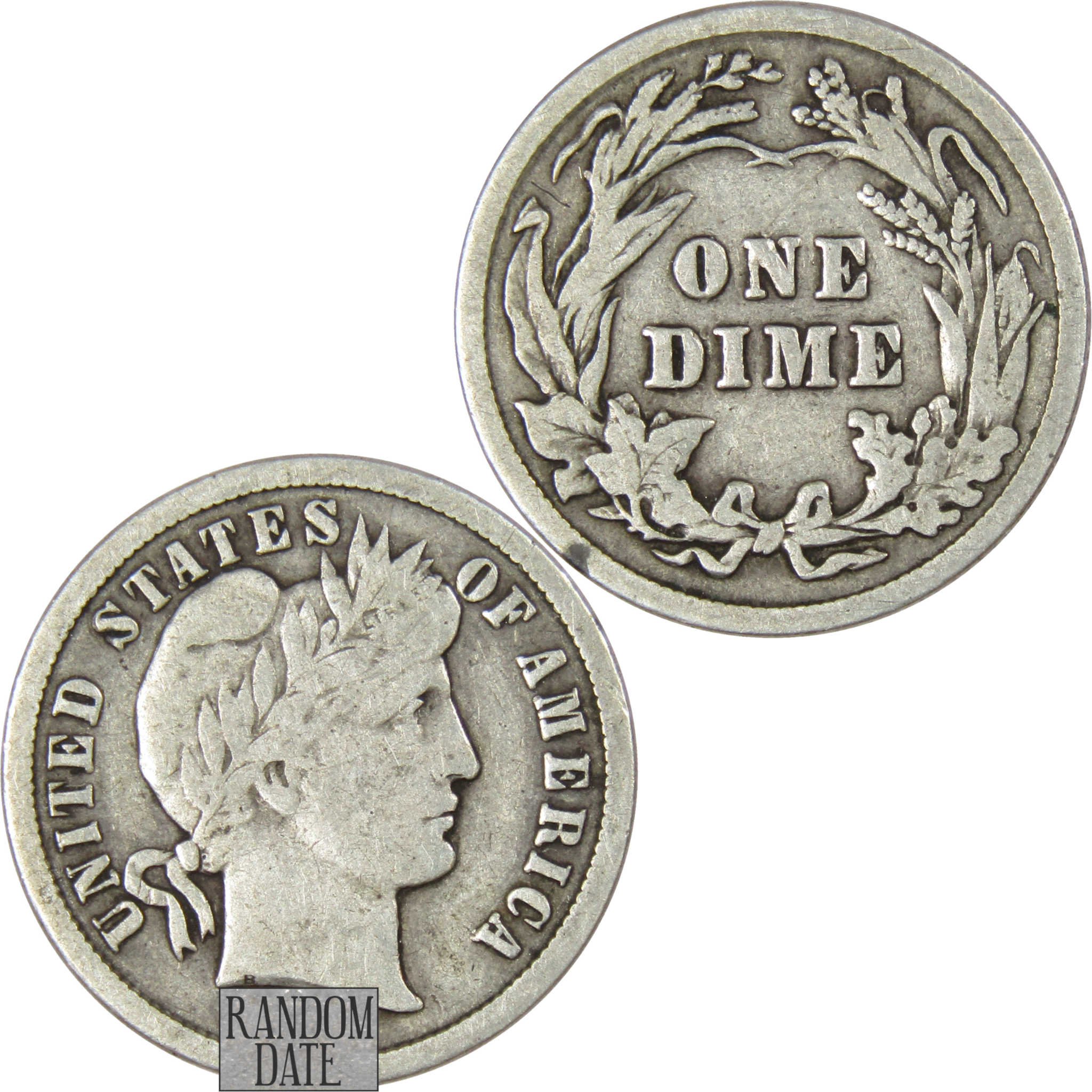 Barber Dime VG Very Good Random Date 90% Silver 10c US Type Coin Collectible