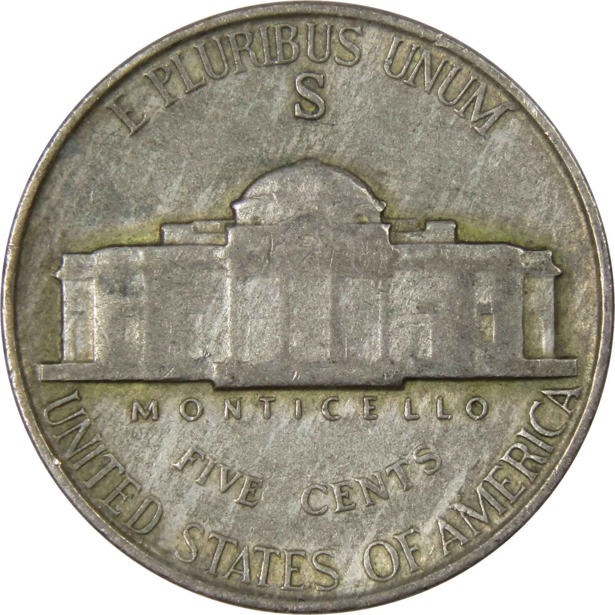 1942 S Jefferson Wartime Nickel AG About Good 35% Silver 5c US Coin Collectible