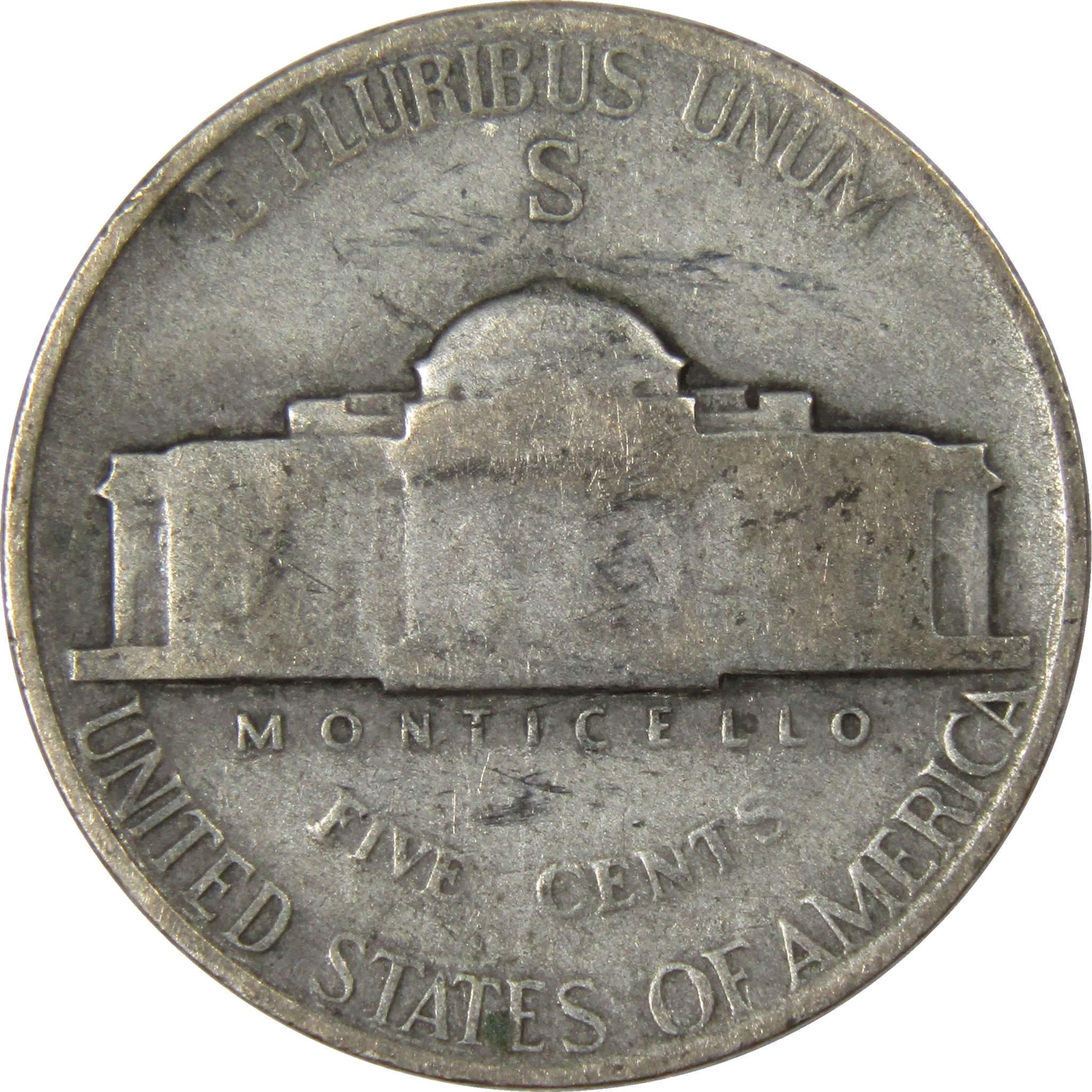 1943 S Jefferson Wartime Nickel AG About Good 35% Silver 5c US Coin Collectible