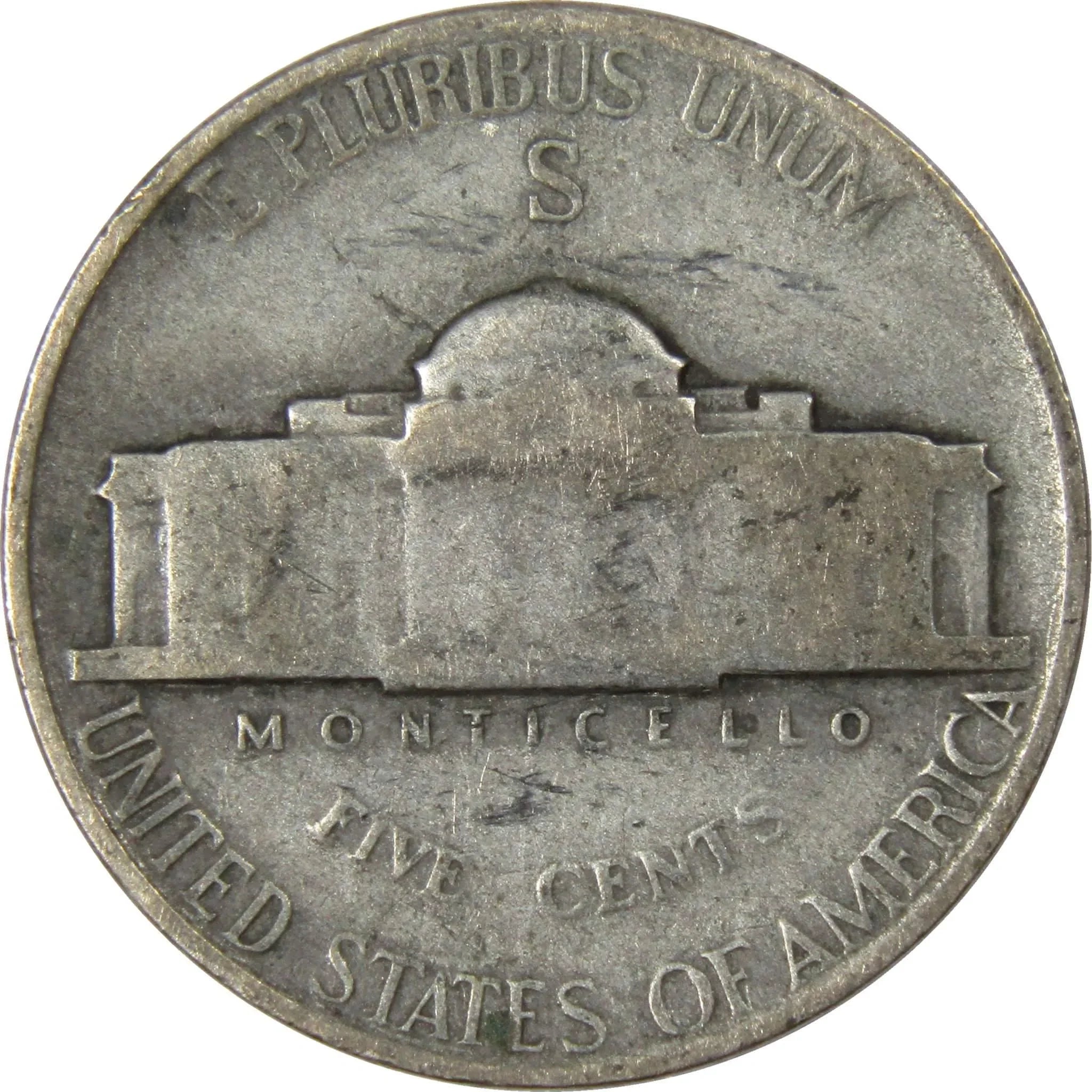 1943 S Jefferson Wartime Nickel AG About Good 35% Silver 5c US Coin Collectible