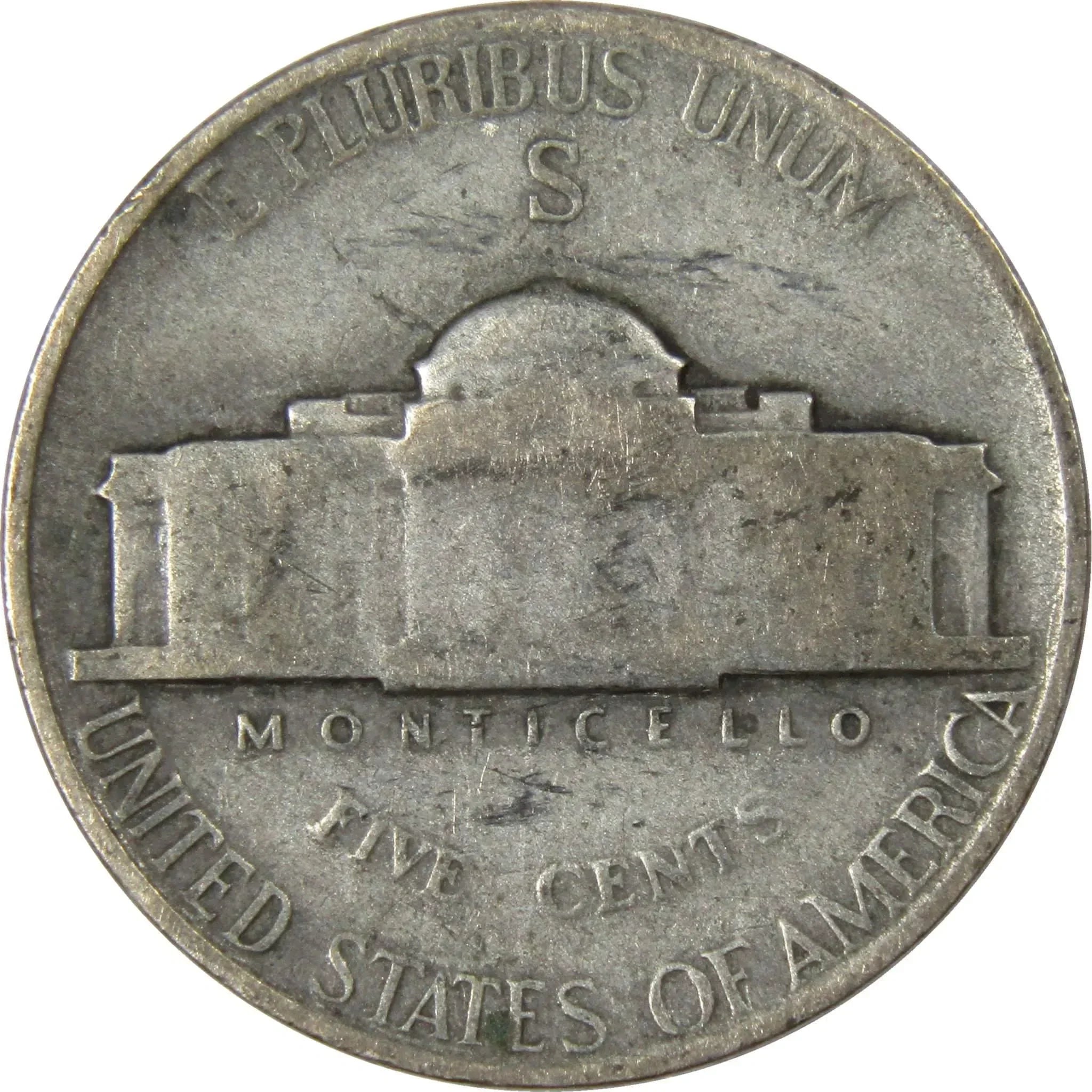 1943 S Jefferson Wartime Nickel AG About Good 35% Silver 5c US Coin Collectible