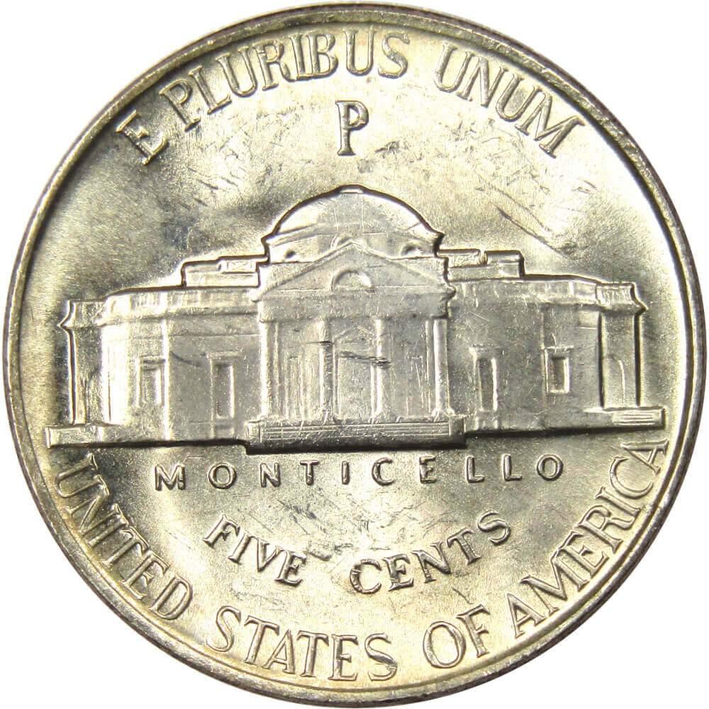 1944 P Jefferson Wartime Nickel BU Uncirculated Mint State 35% Silver 5c US Coin