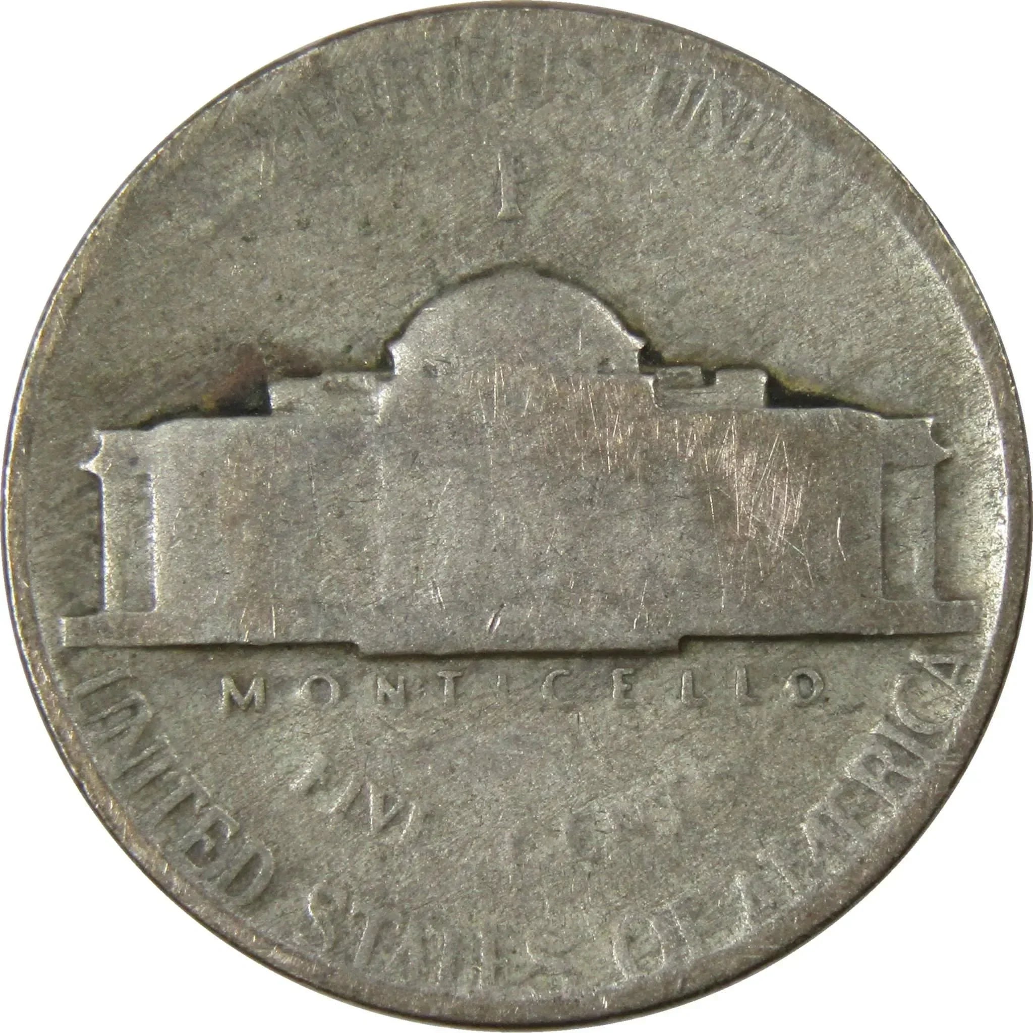 1944 P Jefferson Wartime Nickel AG About Good 35% Silver 5c US Coin Collectible