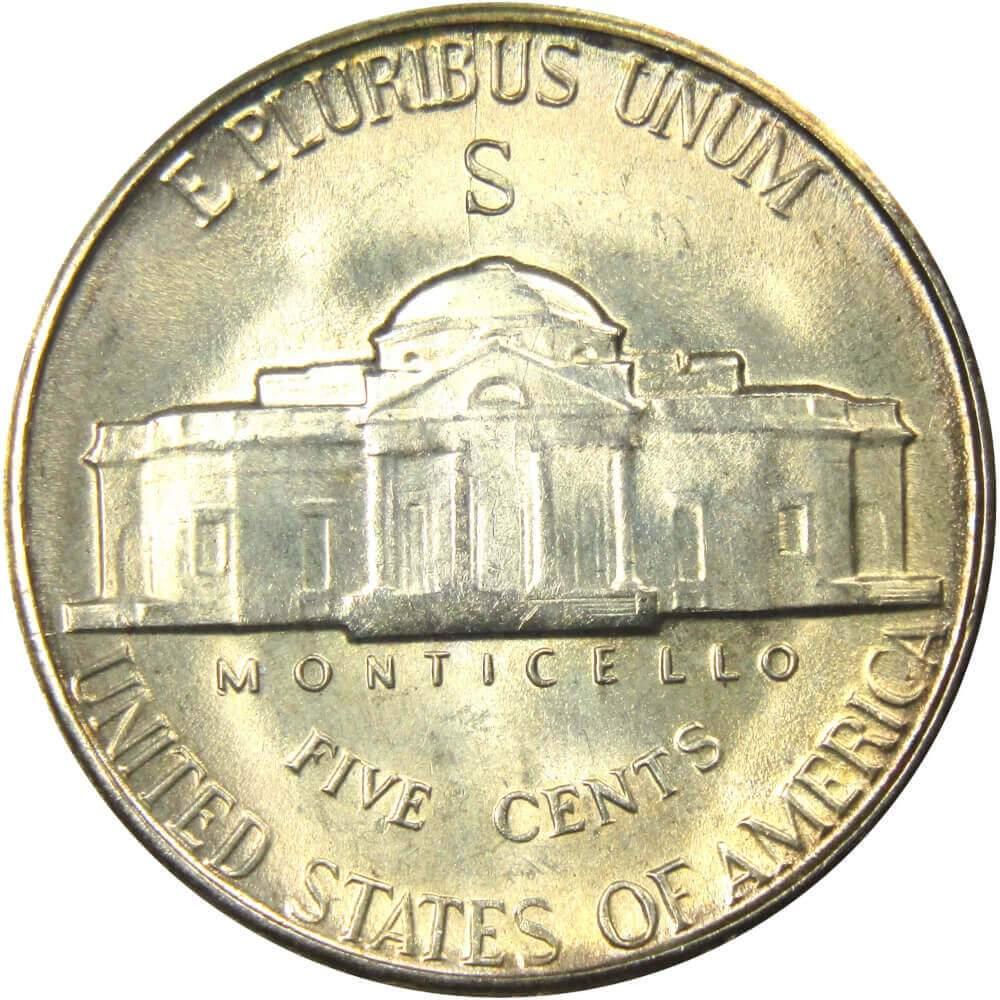 1944 S Jefferson Wartime Nickel BU Uncirculated Mint State 35% Silver 5c US Coin