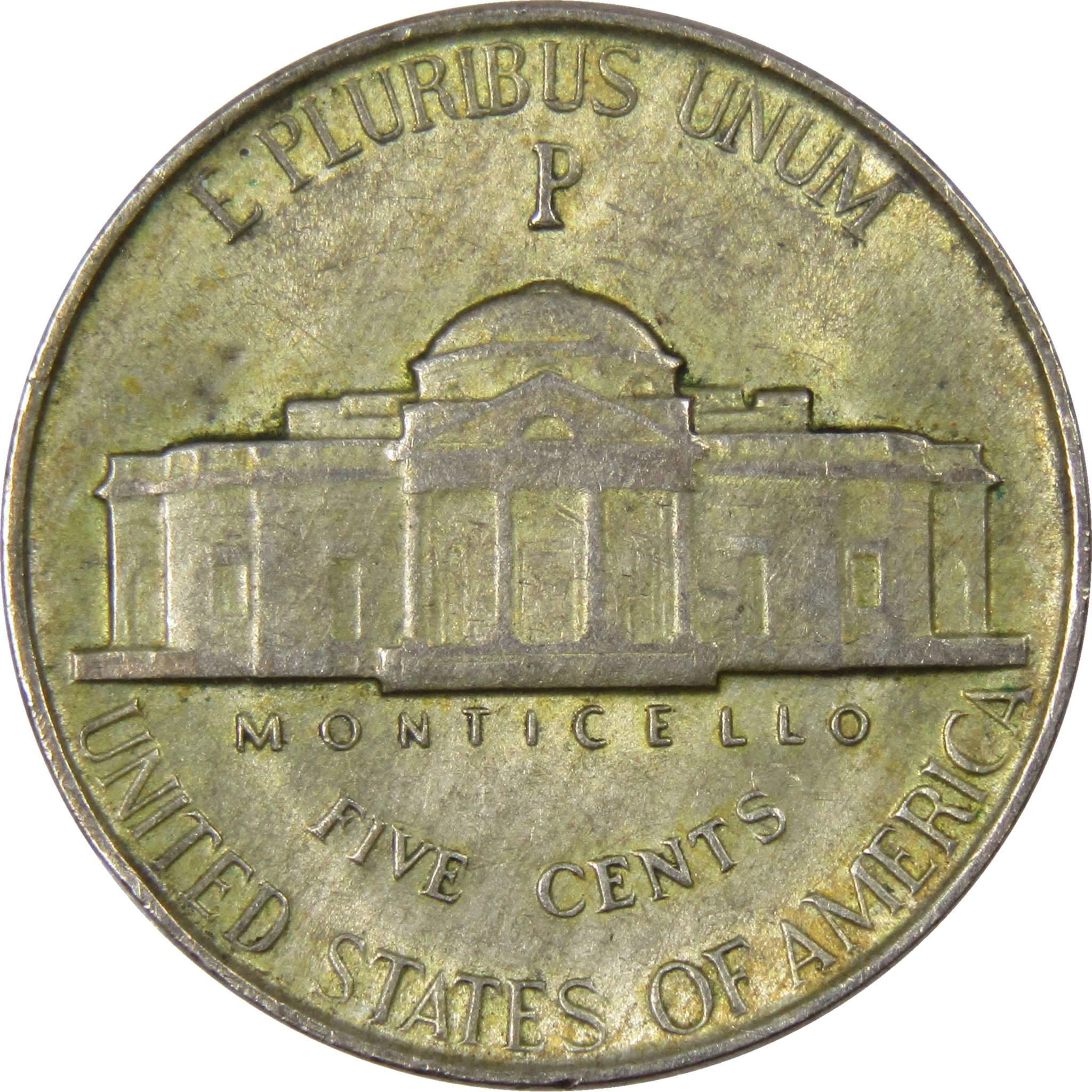 1945 P Jefferson Wartime Nickel AG About Good 35% Silver 5c US Coin Collectible