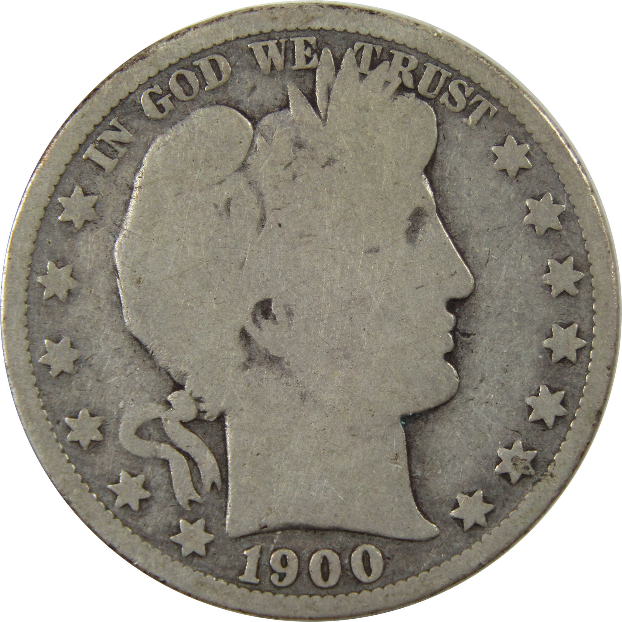 1900 O Barber Half Dollar G Good 90% Silver 50c Coin SKU:I4987