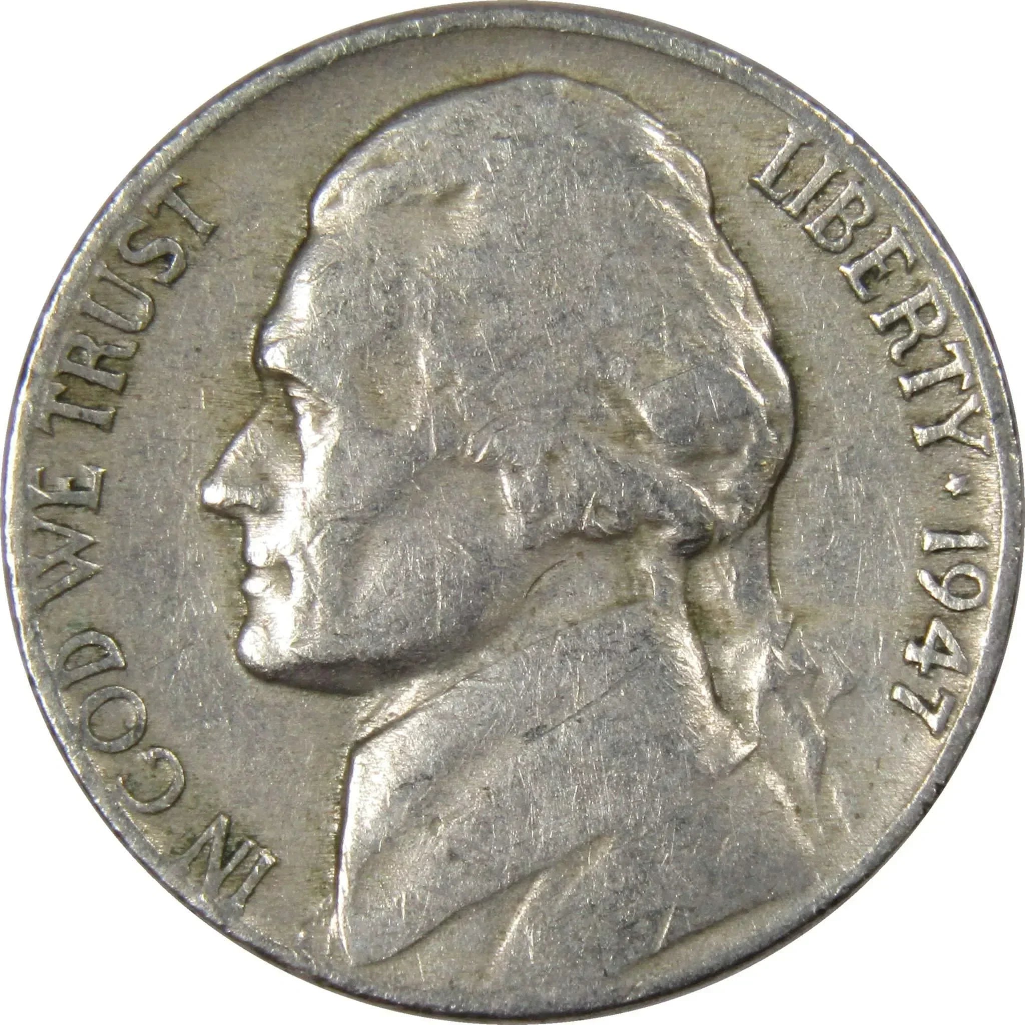 1947 Jefferson Nickel 5 Cent Piece AG About Good 5c US Coin Collectible