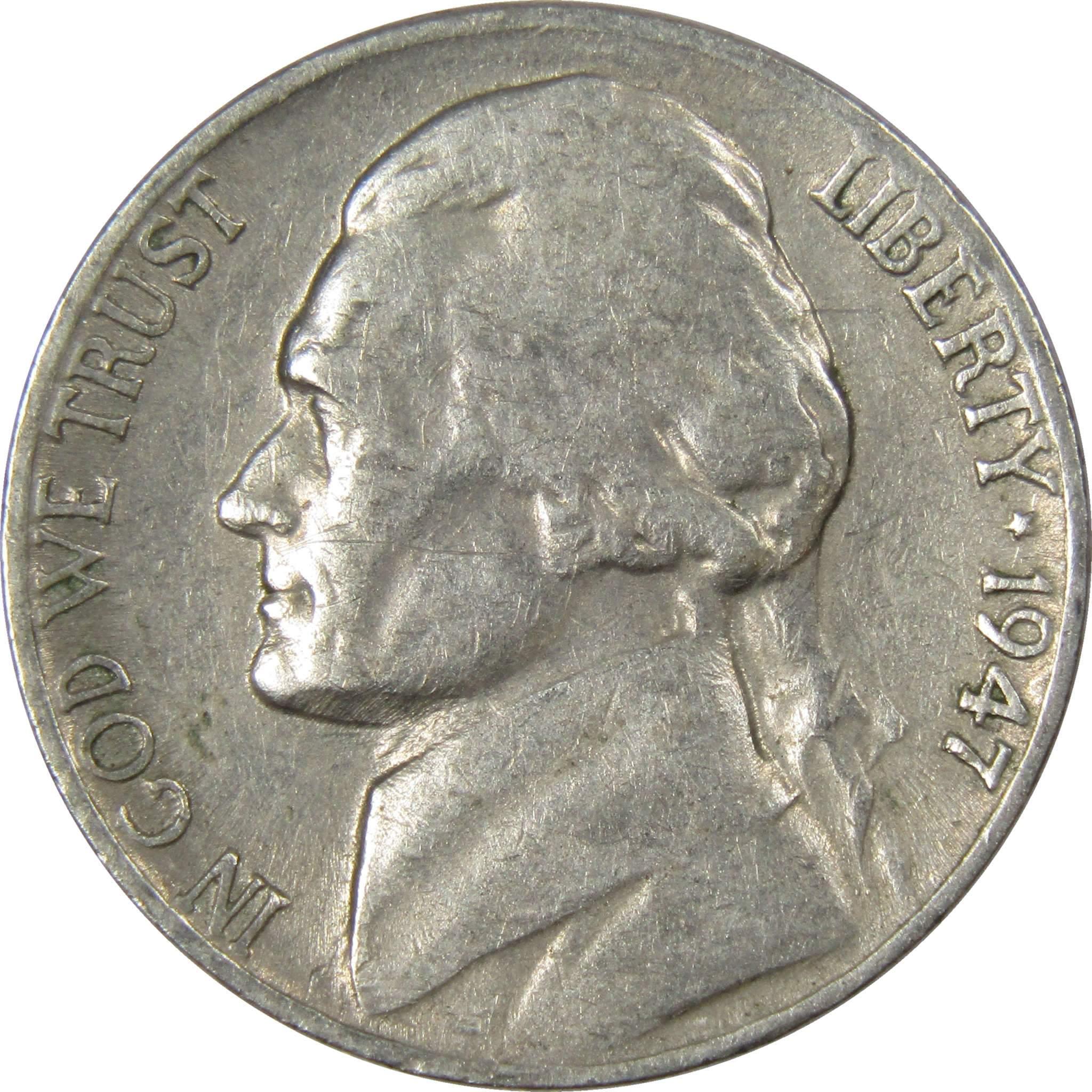 1947 S Jefferson Nickel 5 Cent Piece AG About Good 5c US Coin Collectible