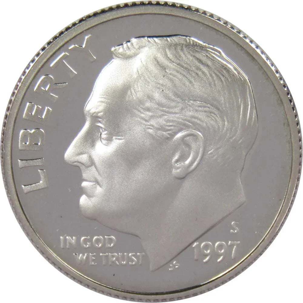 1997 S Roosevelt Dime Choice Proof 90% Silver 10c US Coin Collectible
