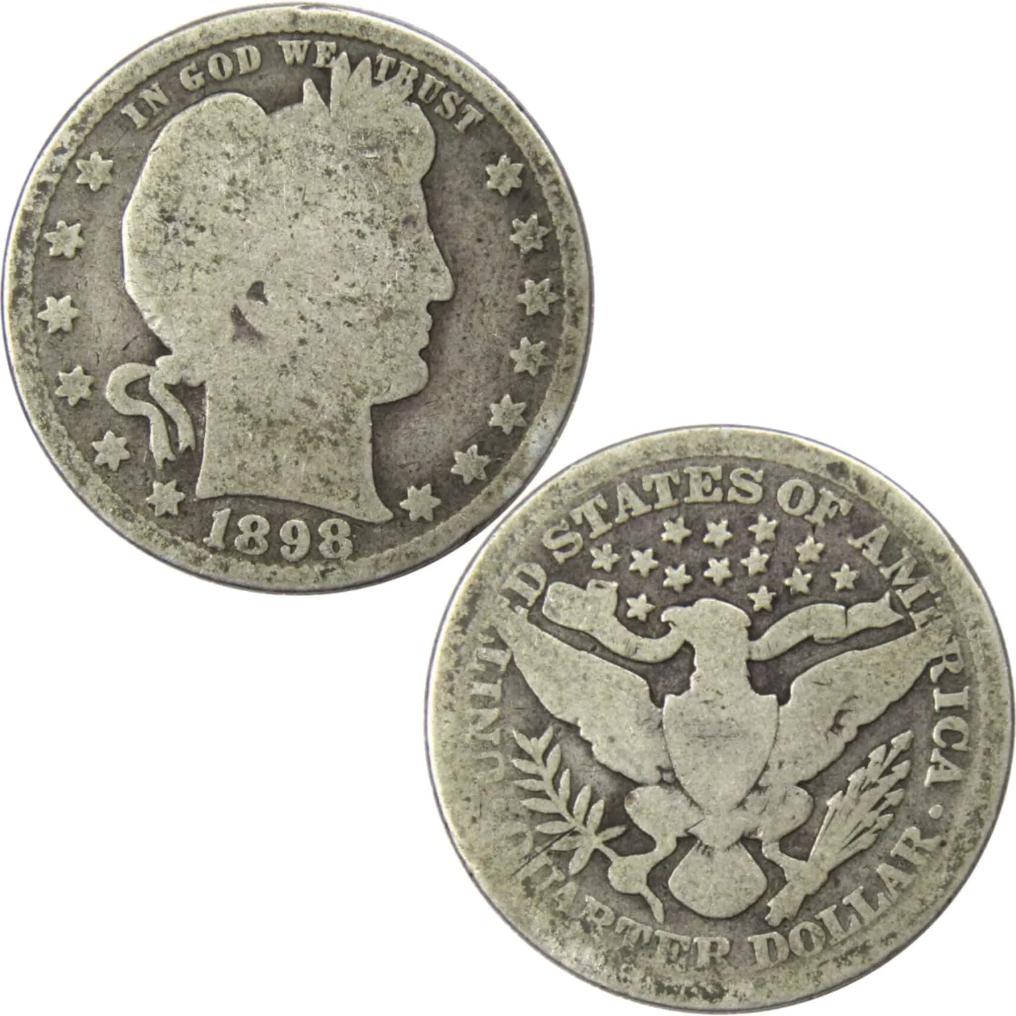 1898 Barber Quarter AG About Good 90% Silver 25c US Type Coin Collectible
