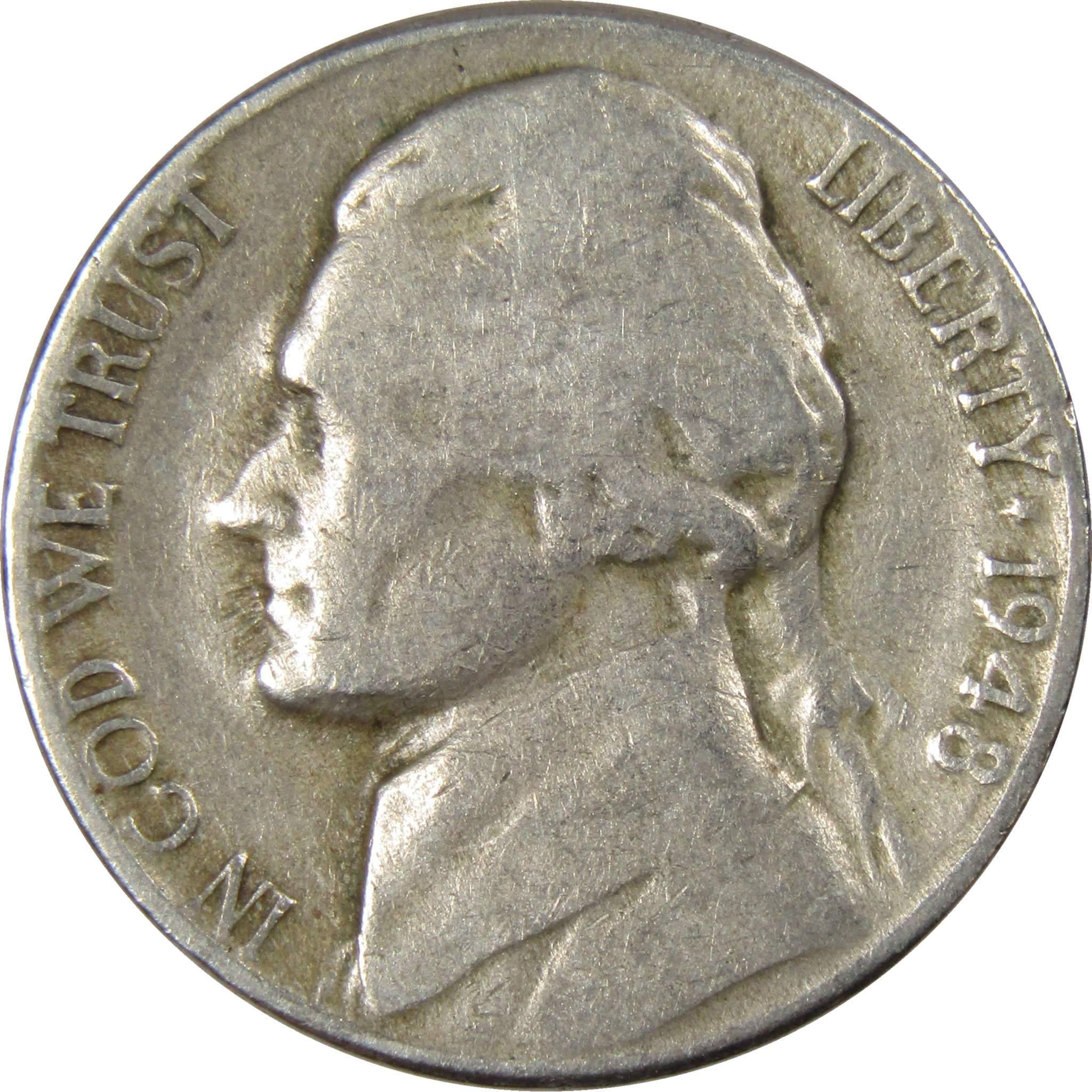 1948 D Jefferson Nickel 5 Cent Piece AG About Good 5c US Coin Collectible