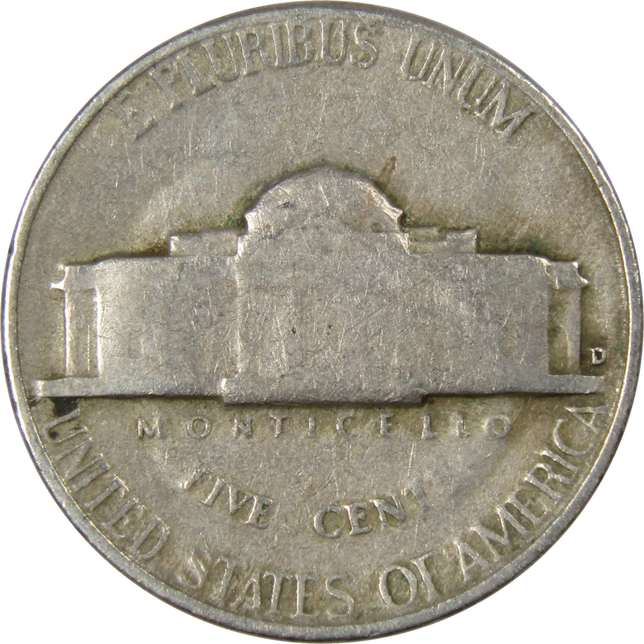 1948 D Jefferson Nickel 5 Cent Piece AG About Good 5c US Coin Collectible