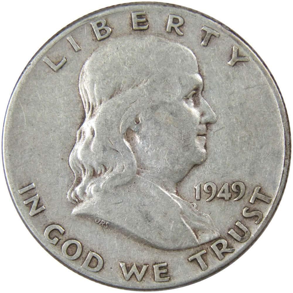 USA フランクリン 1949年 50セント 銀貨 1949 Franklin Silver Half Dollar F Fine 50c Coin Collectible